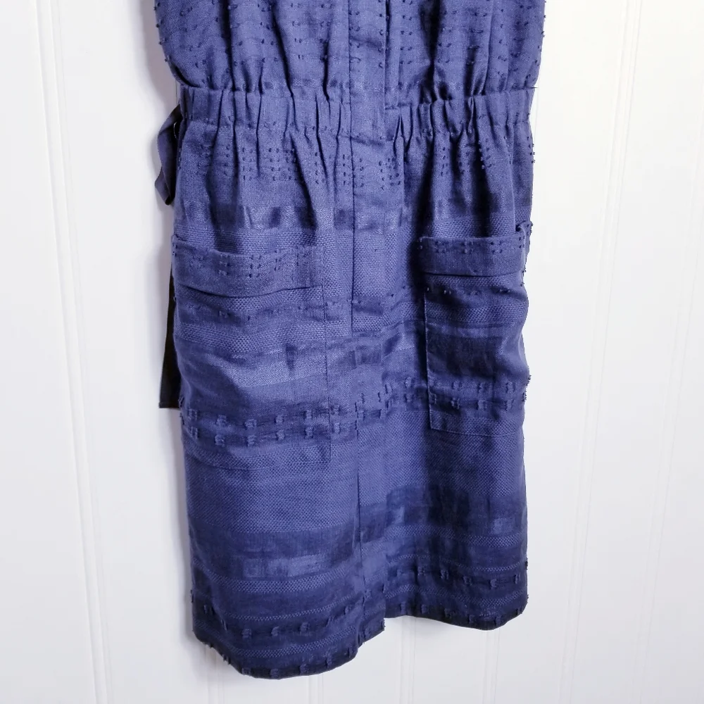 3.1 Phillip Lim Dress Womens Size 8 Blue Linen Blend Halter Neck Zip Front